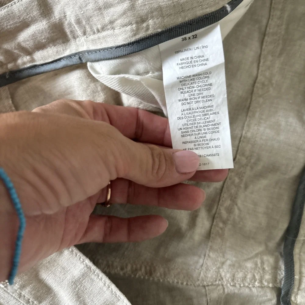 NEW Cubavera Natural 100% Linen Pants 38x32 $85 Resort Travel TAGS Preppy